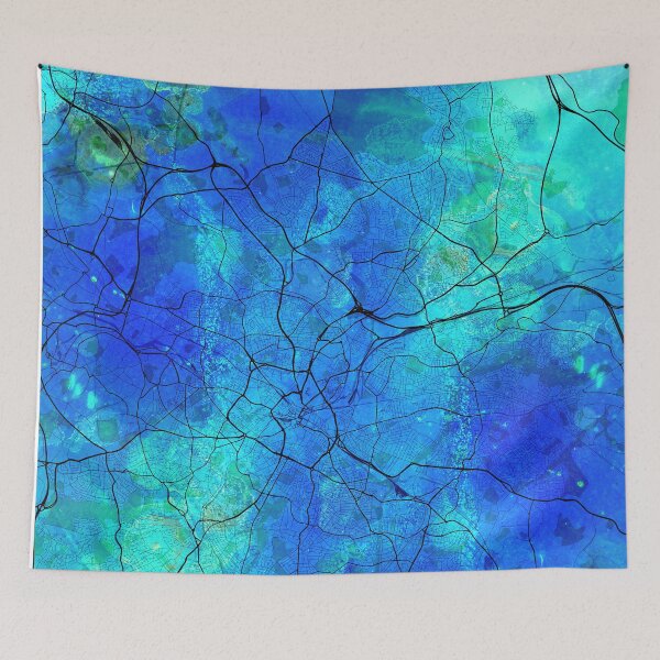 Item preview, Birmingham Street Map Art Watercolor Blue Lagoon designed and sold by IvonDesign.