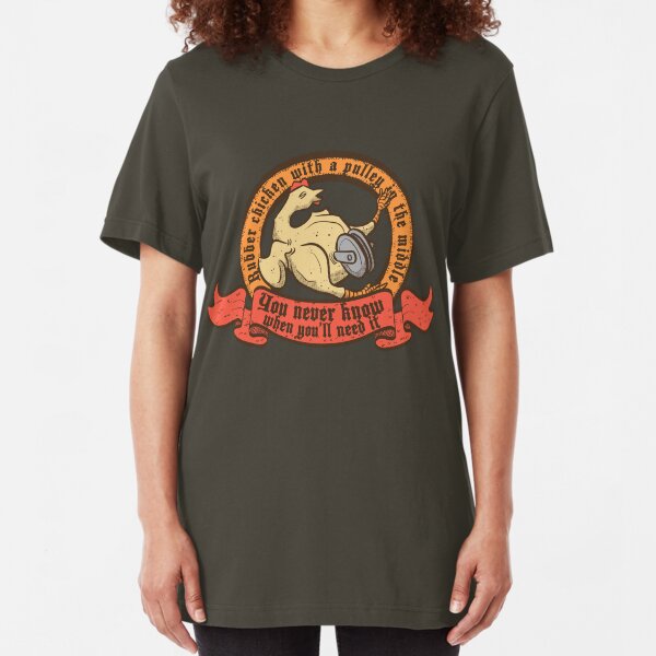 Rubber chicken with a pulley in the middle Slim Fit T-Shirt
