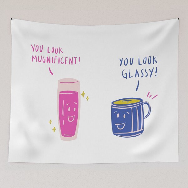 Item preview, You Look Mugnificent! You Look Glassy!  - Witty Valentines Love Puns designed and sold by ItsNikkiArts.