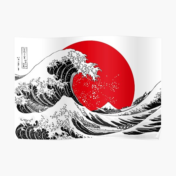 The Great Wave Off Kanagawa, Big Red Sun Poster