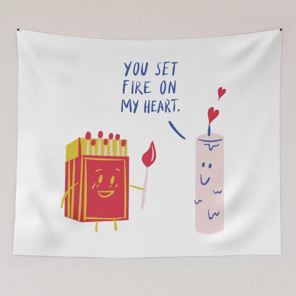 Item preview, You Set Fire On My Heart - Witty Valentines Love Puns designed and sold by ItsNikkiArts.