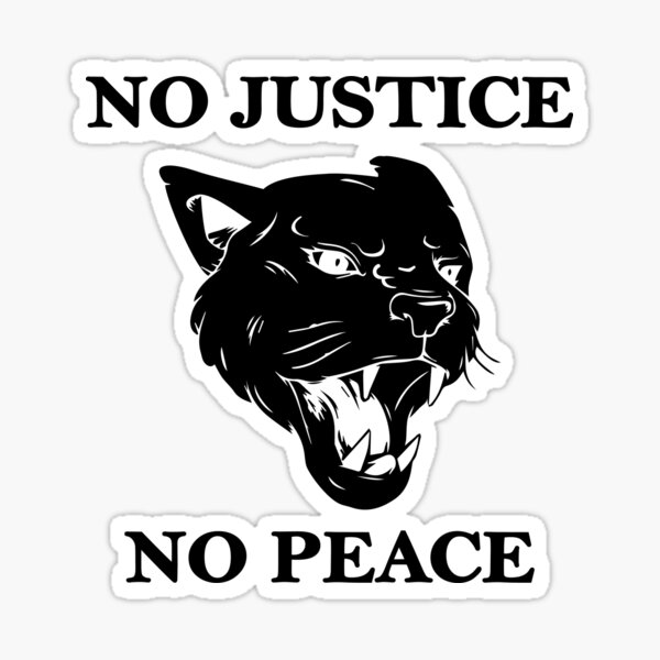 Vista previa del artículo con la obra «No Justice No Peace Pantera Negra», diseñado y vendido por Fiends.
