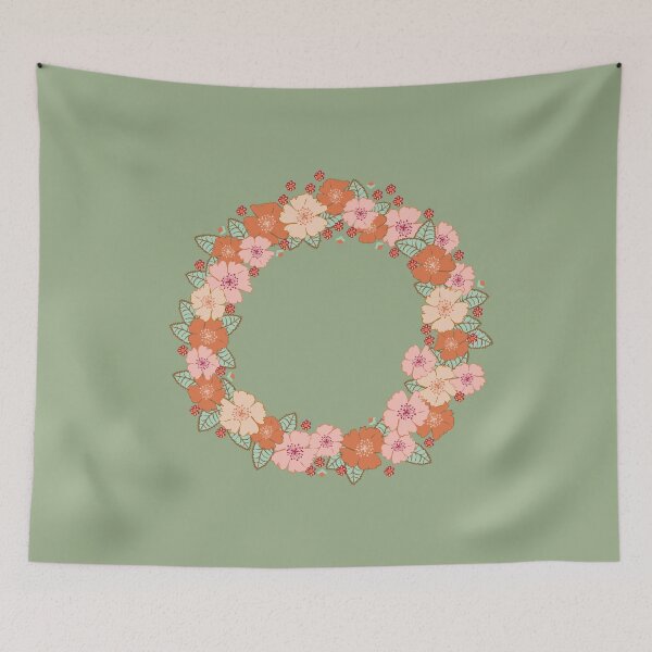 Item preview, dog roses flower wreath illustration designed and sold by rysunki-malunki.