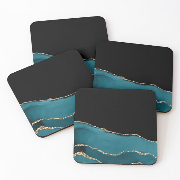 Teal & Gold Agate Texture 08 Coasters (Set of 4)