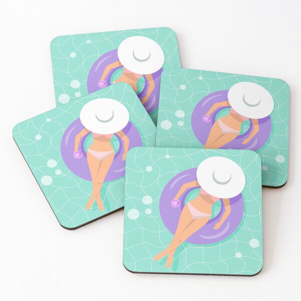 Item preview, Woman floating on rubber ring with cocktail in her hand designed and sold by SooperYela.