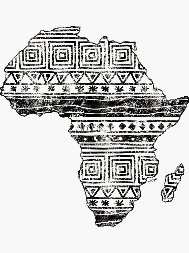 patterned-map-of-africa-sticker-for-sale-by-artvixen-redbubble