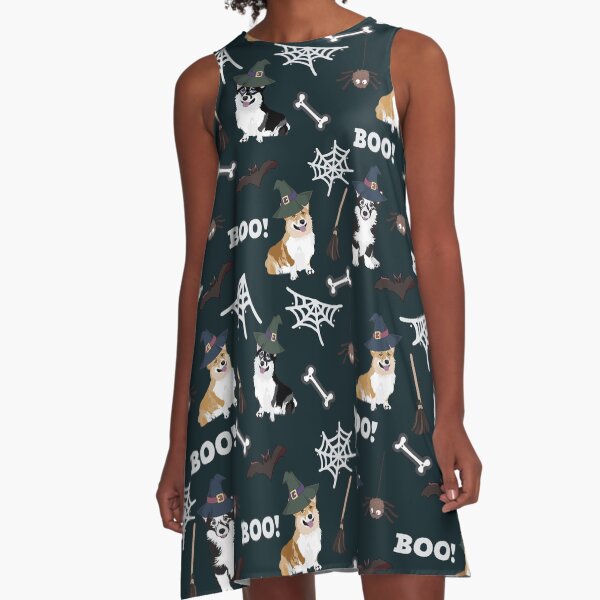 Corgis Celebrate Halloween - BOOOOO A-Line Dress