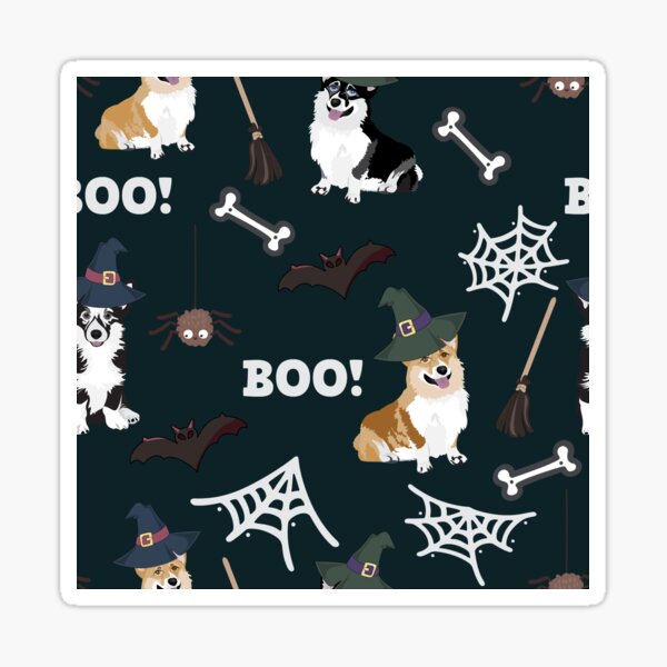 Corgis Celebrate Halloween - BOOOOO Sticker