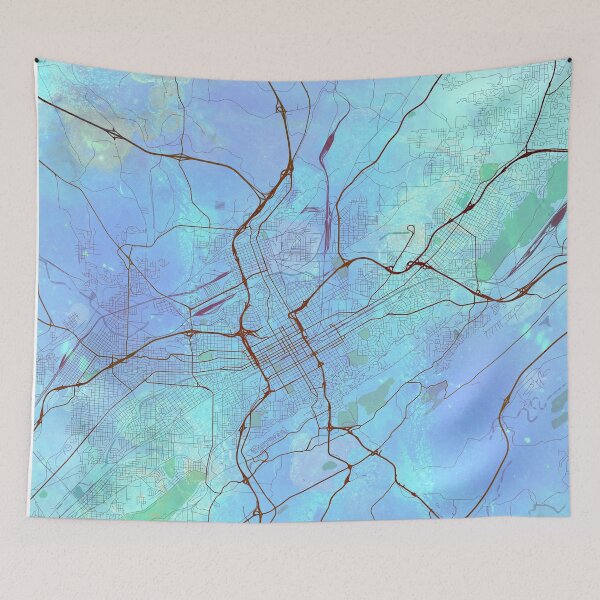 Item preview, Birmingham Alabama Street Map Art Watercolor Ocean Blue designed and sold by IvonDesign.