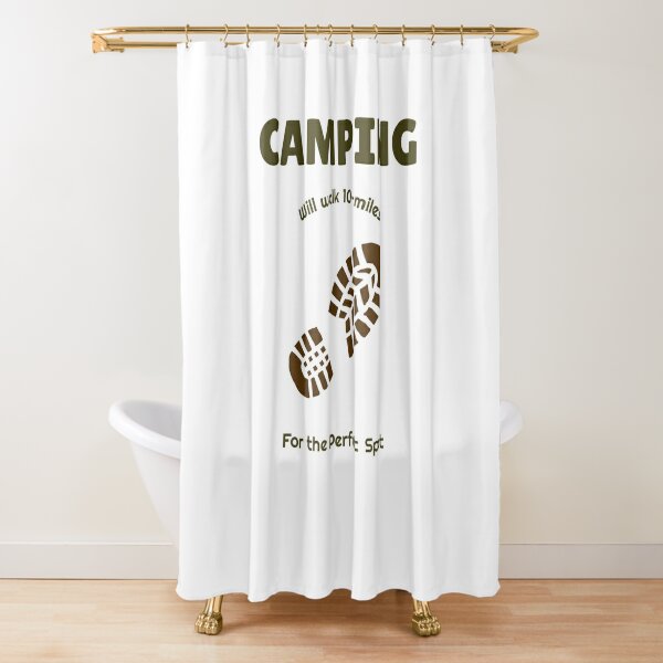 Lets Go Camping Shower Curtains Redbubble - basket camping roblox