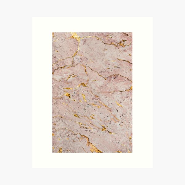 Aesthetic Gold, Pink and Rose Gold Marble Art Print