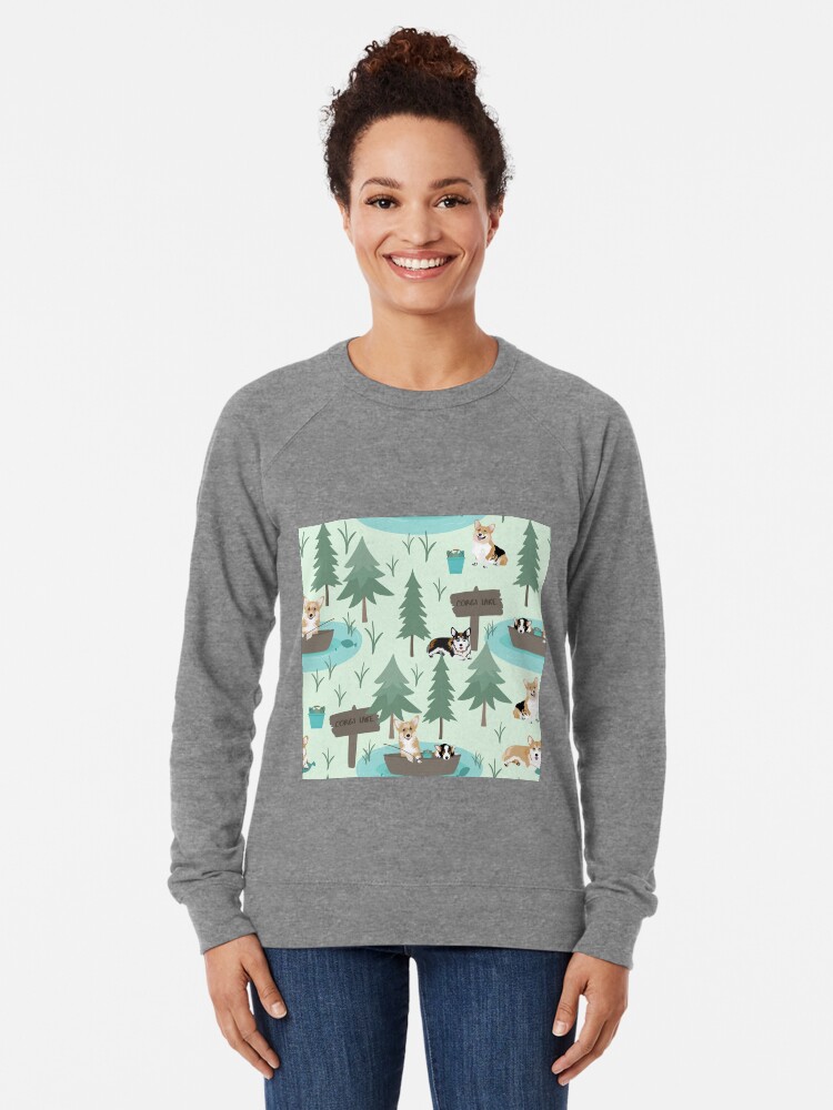 Alternate view of Corgis are fishing in the forest lake Lightweight Sweatshirt