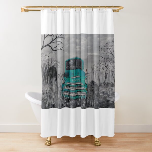 Blue Fargo Truck Abandoned in Field Shower Curtain