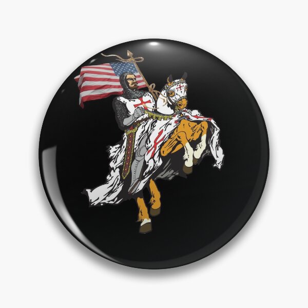 Item preview, Templar Knight on Horse Cross Seal Medieval Warrior Sword US Flag designed and sold by TopTeeShop.