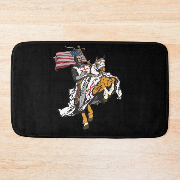 Item preview, Templar Knight on Horse Cross Seal Medieval Warrior Sword US Flag designed and sold by TopTeeShop.
