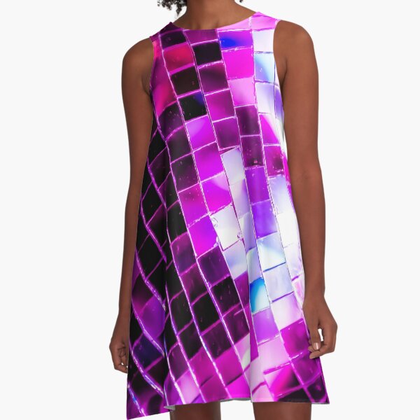 Purple Disco Ball A-Line Dress