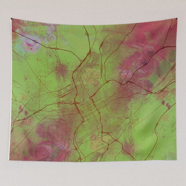 Item preview, Birmingham Alabama Street Map Art Watercolor Green Pink designed and sold by IvonDesign.