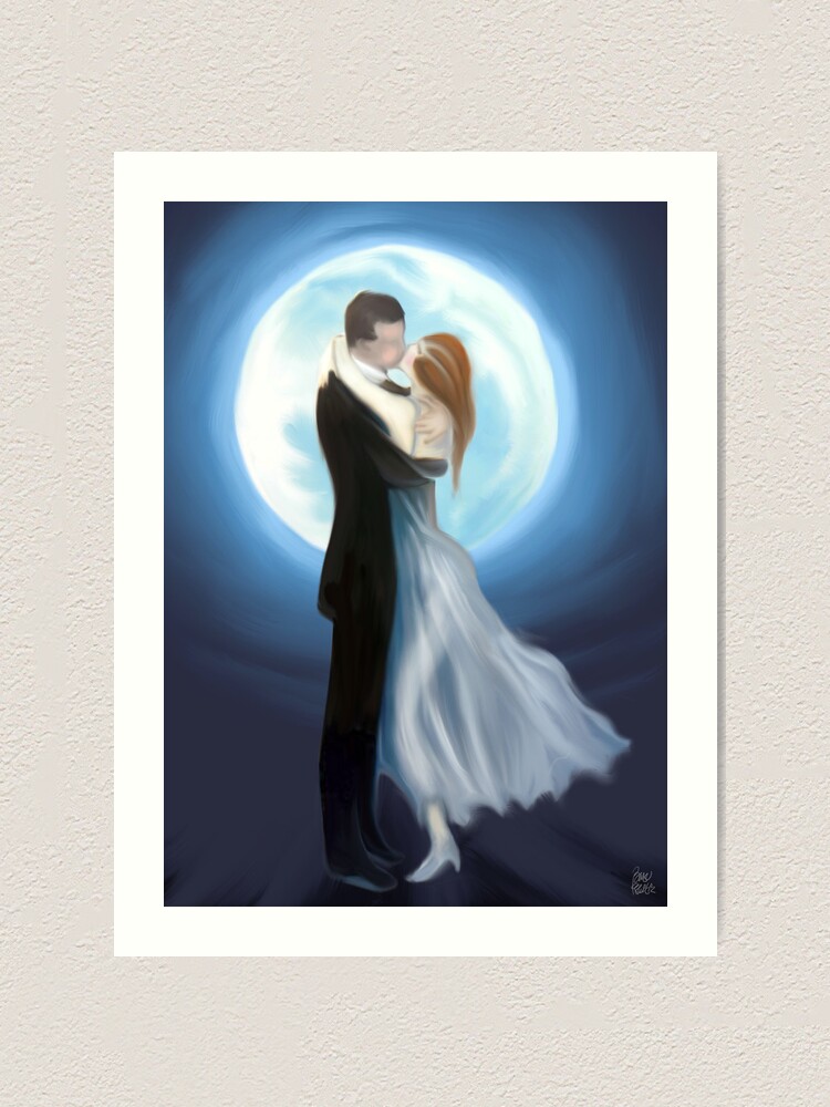 Lámina artística «pintura de pareja de amor en luz de luna» de basukshitiz  | Redbubble