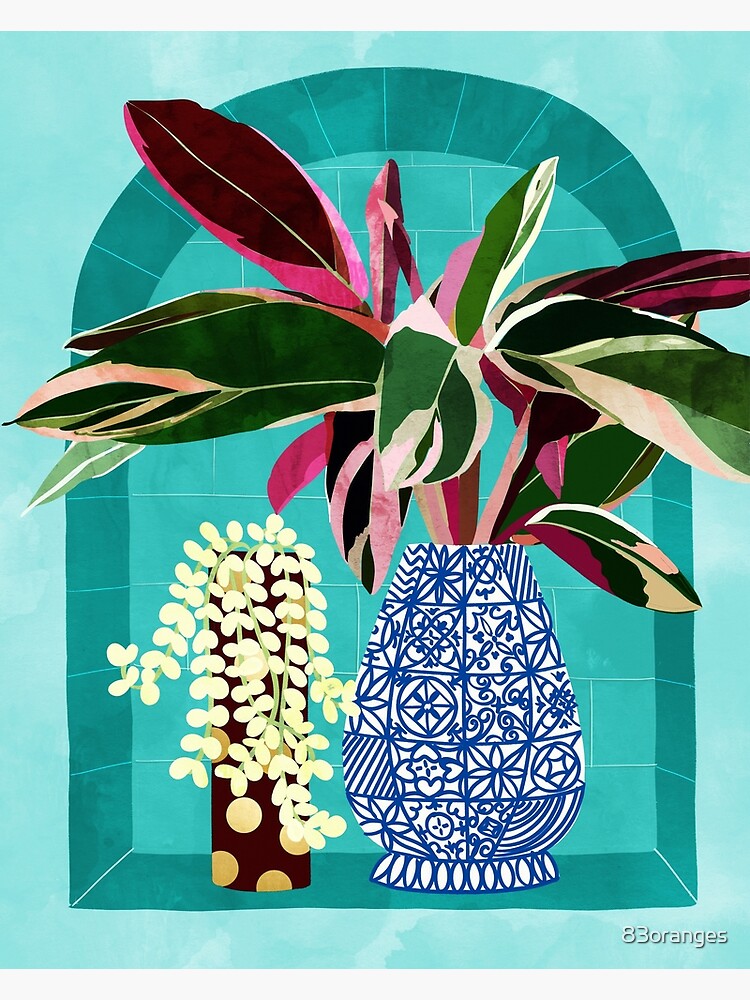 Moroccan Shelfie, Tropical Teal Plants Botanical, Exotic Modern Bohemian  Eclectic Décor  Poster for Sale by 83oranges