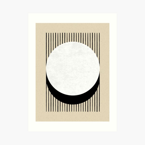 Circle B&W Stripes - Abstract Art Print