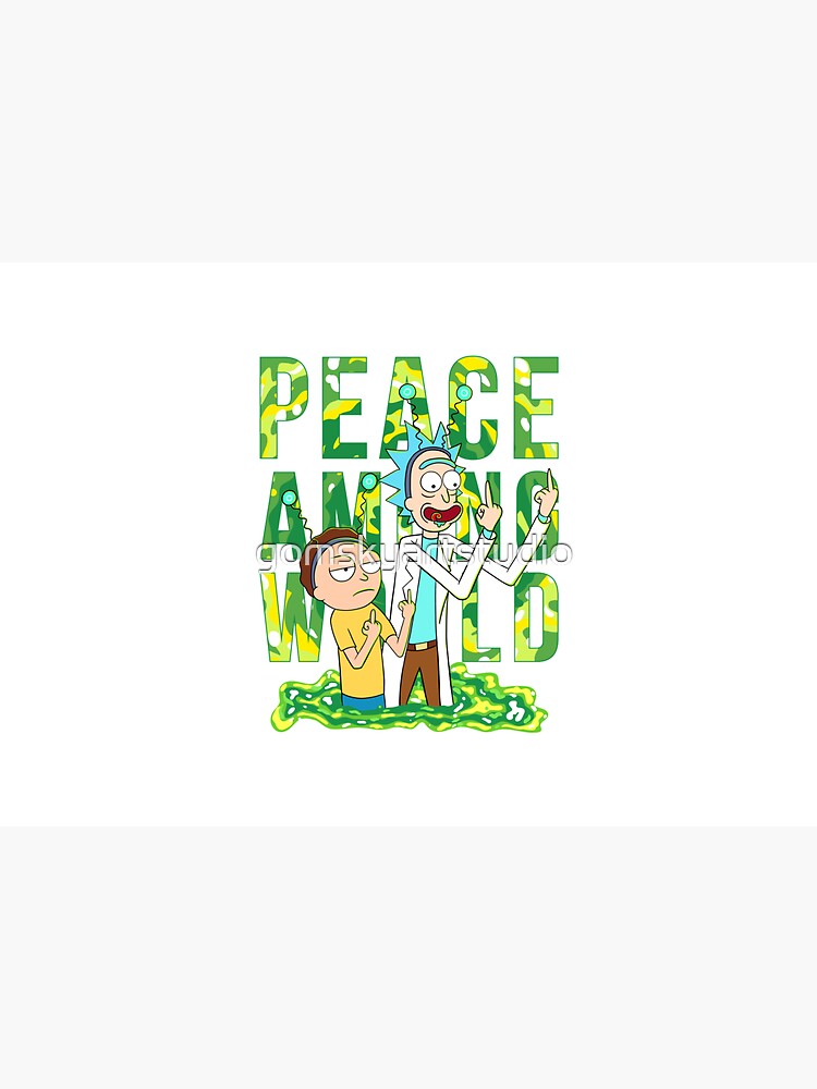 peace among world rick and morty retro by gomskyartstudio