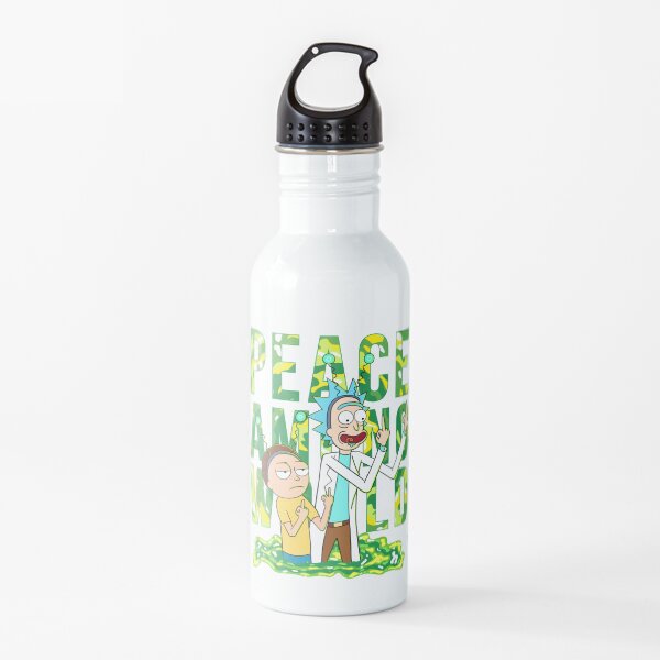 peace among world rick and morty retro Water Bottle