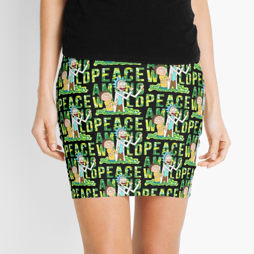 peace among world rick and morty retro Mini Skirt