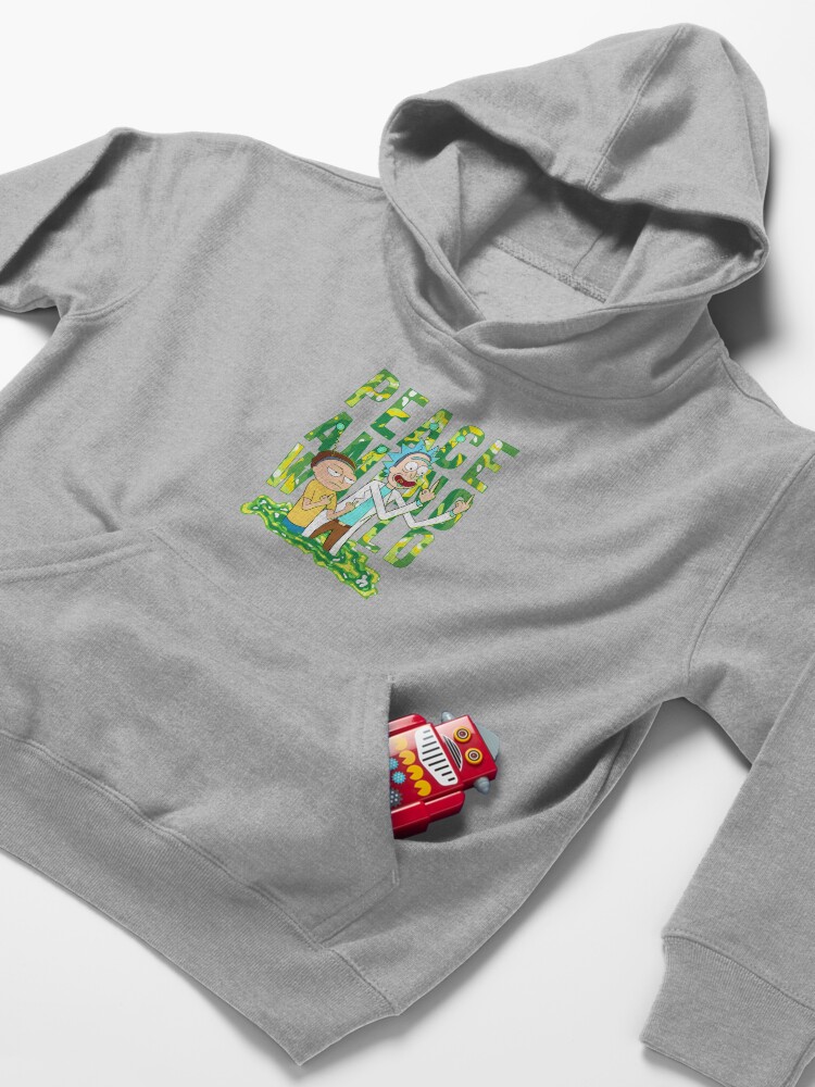 Alternate view of peace among world rick and morty retro Kids Pullover Hoodie