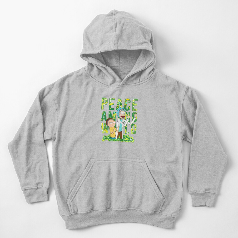 peace among world rick and morty retro Kids Pullover Hoodie