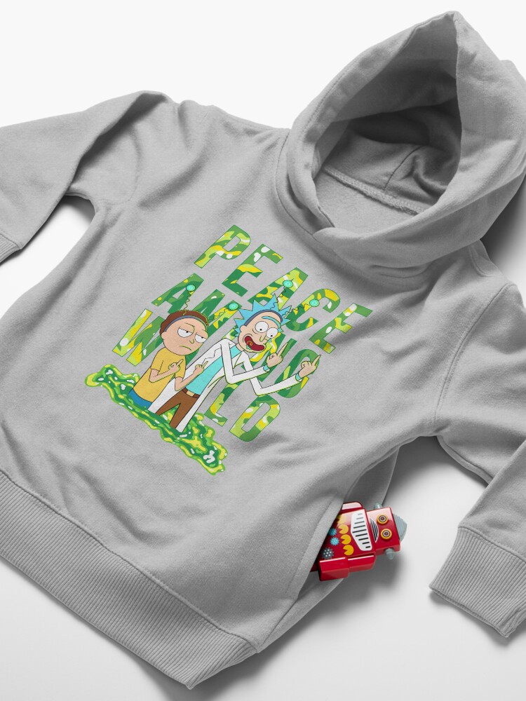 Alternate view of peace among world rick and morty retro Toddler Pullover Hoodie