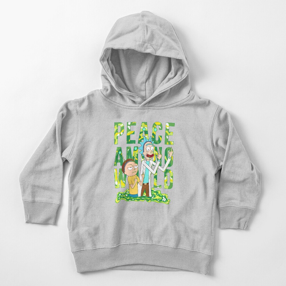 peace among world rick and morty retro Toddler Pullover Hoodie