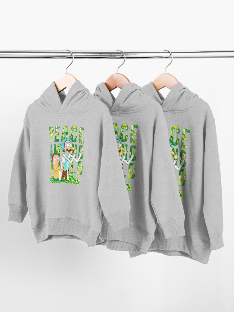 Alternate view of peace among world rick and morty retro Toddler Pullover Hoodie