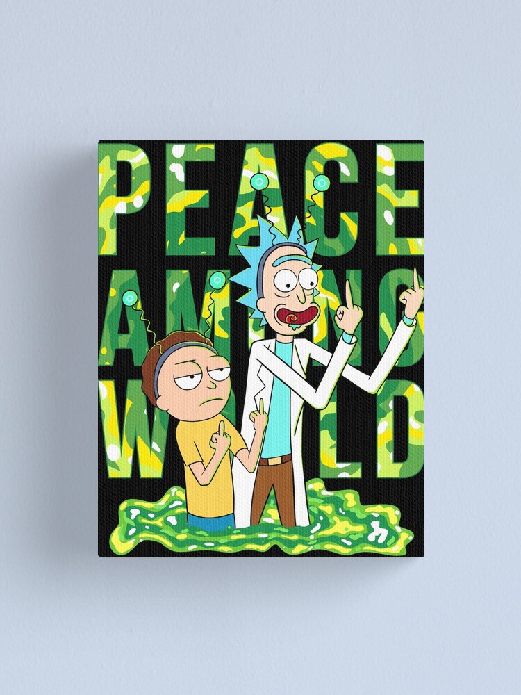 Alternate view of peace among world rick and morty retro Canvas Print