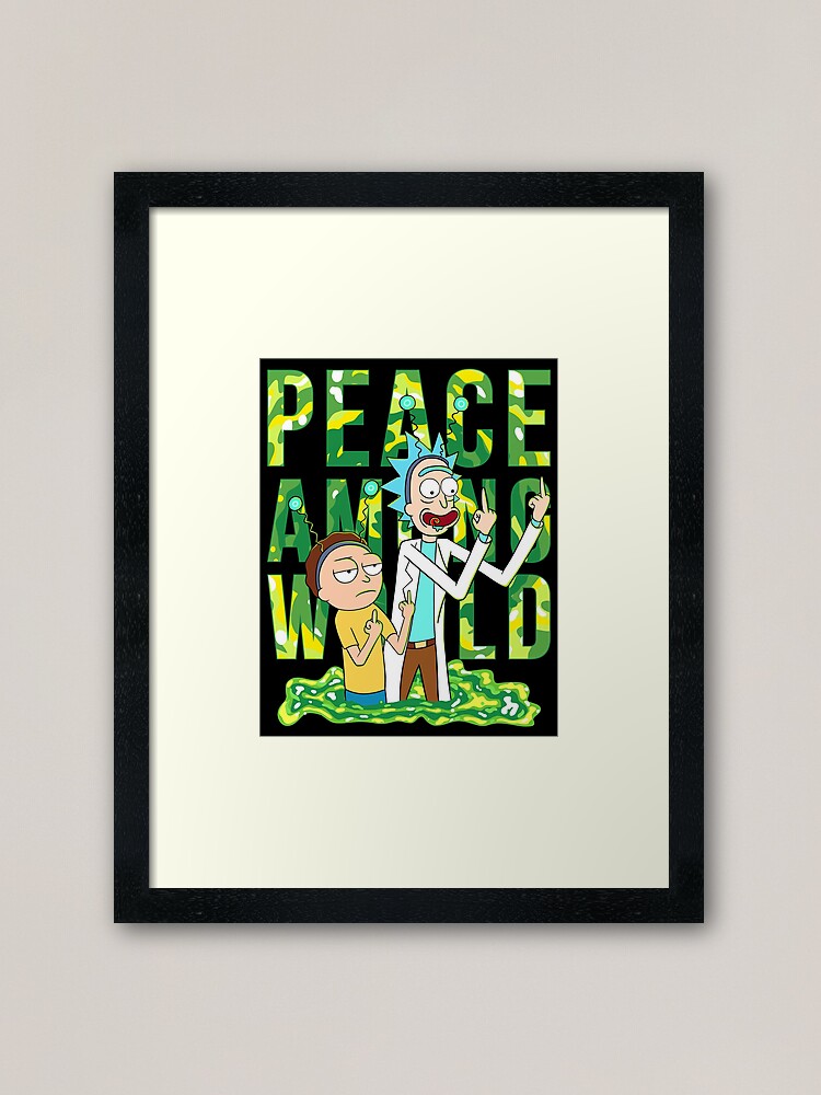 Alternate view of peace among world rick and morty retro Framed Art Print