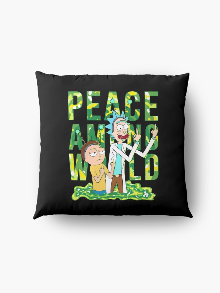 Alternate view of peace among world rick and morty retro Floor Pillow