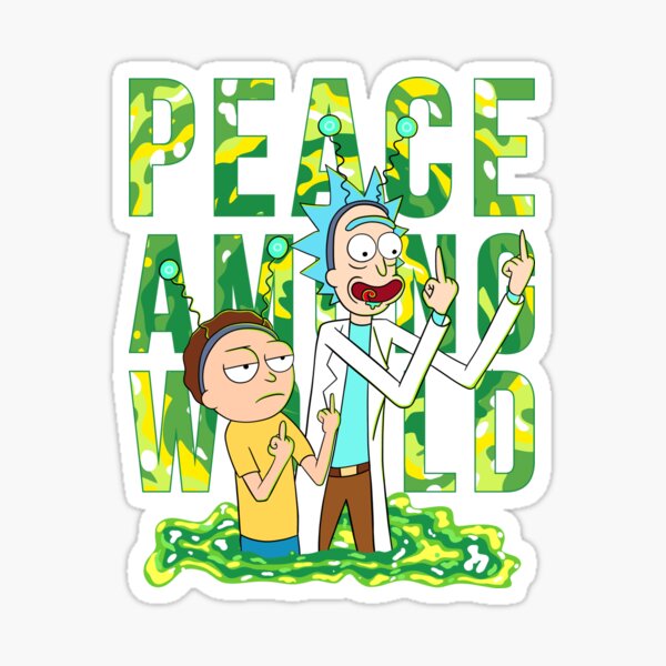 peace among world rick and morty retro Sticker