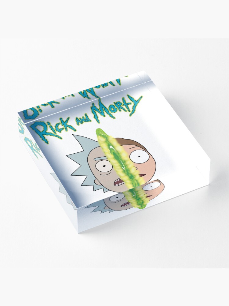 Alternate view of Rick and Morty face off Acrylic Block