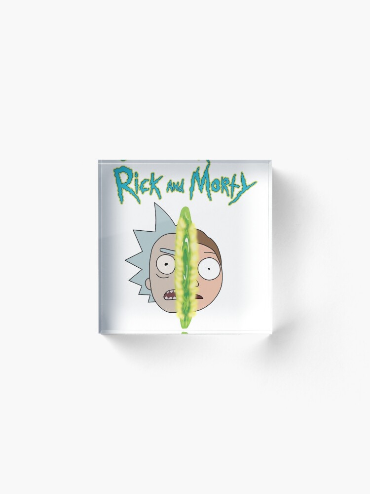 Alternate view of Rick and Morty face off Acrylic Block