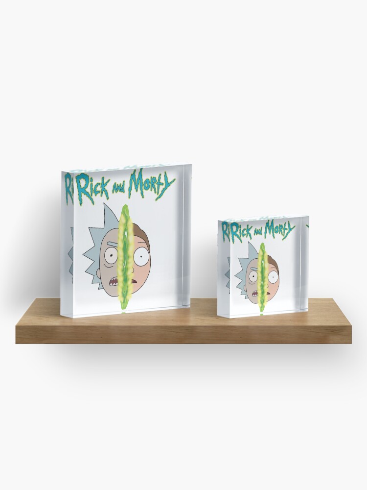 Alternate view of Rick and Morty face off Acrylic Block