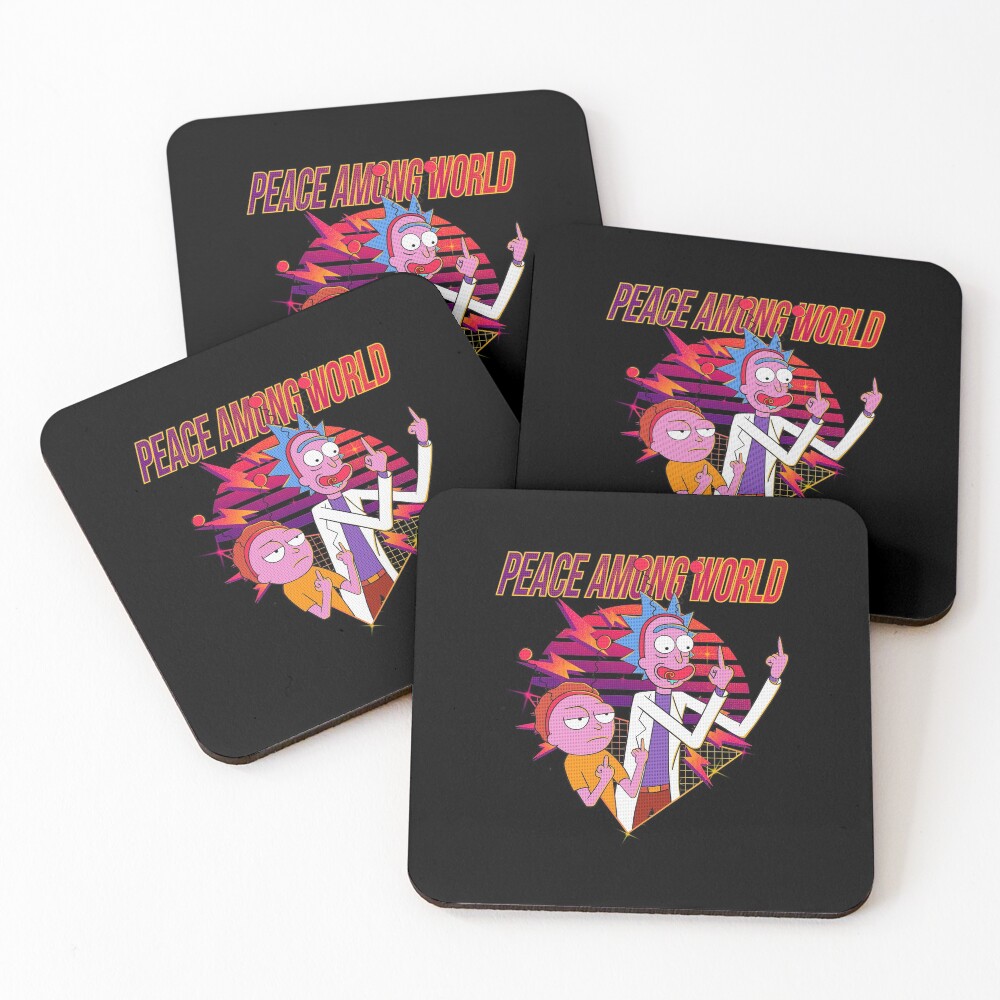 peace among world rick and morty Coasters (Set of 4)