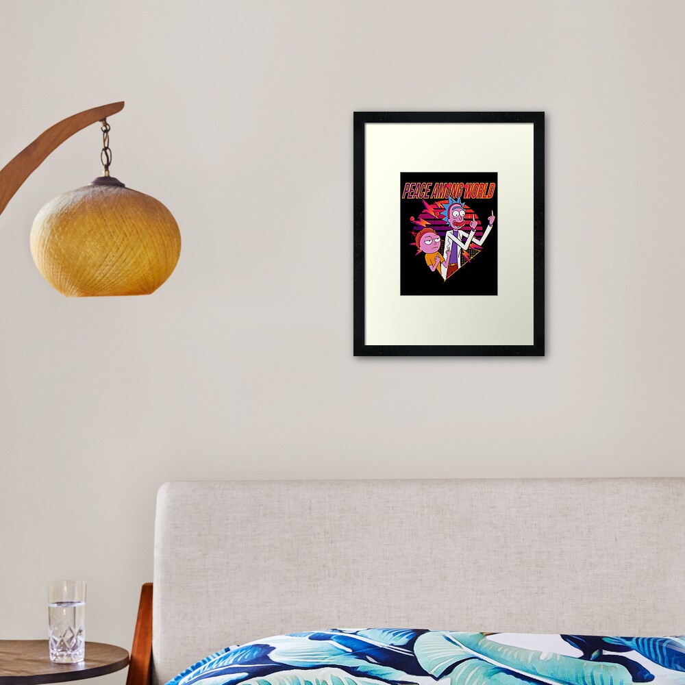 peace among world rick and morty Framed Art Print