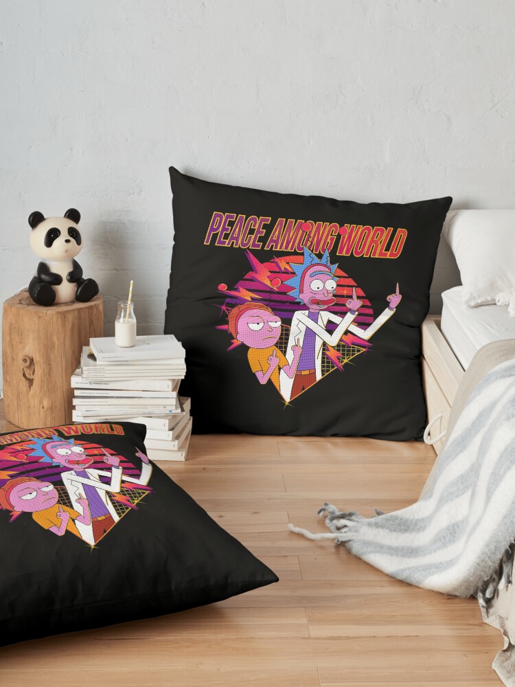 Alternate view of peace among world rick and morty Floor Pillow