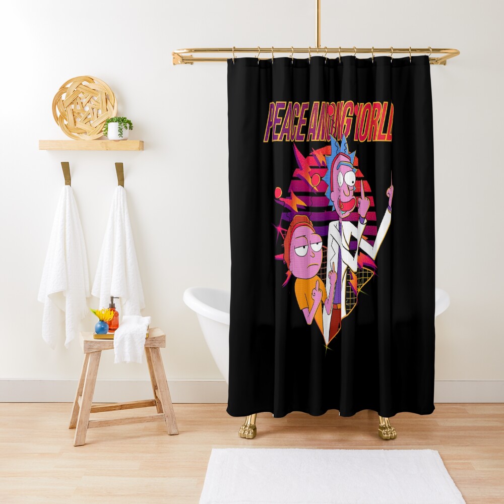 peace among world rick and morty Shower Curtain