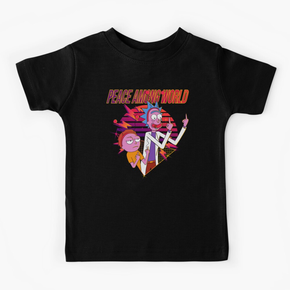 peace among world rick and morty Kids T-Shirt