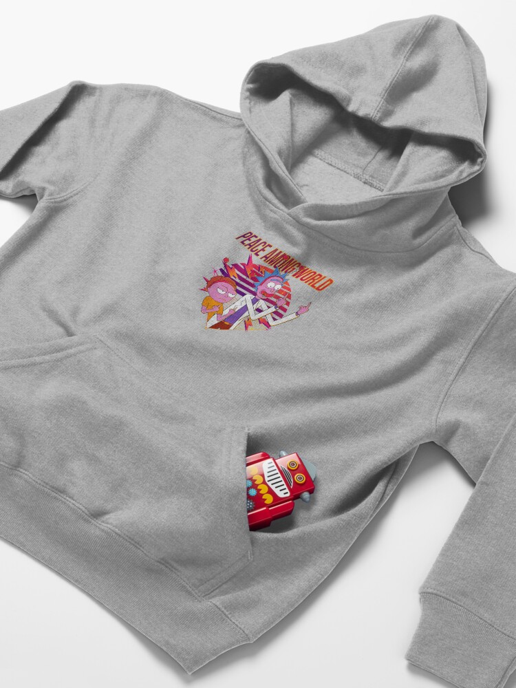 Alternate view of peace among world rick and morty Kids Pullover Hoodie