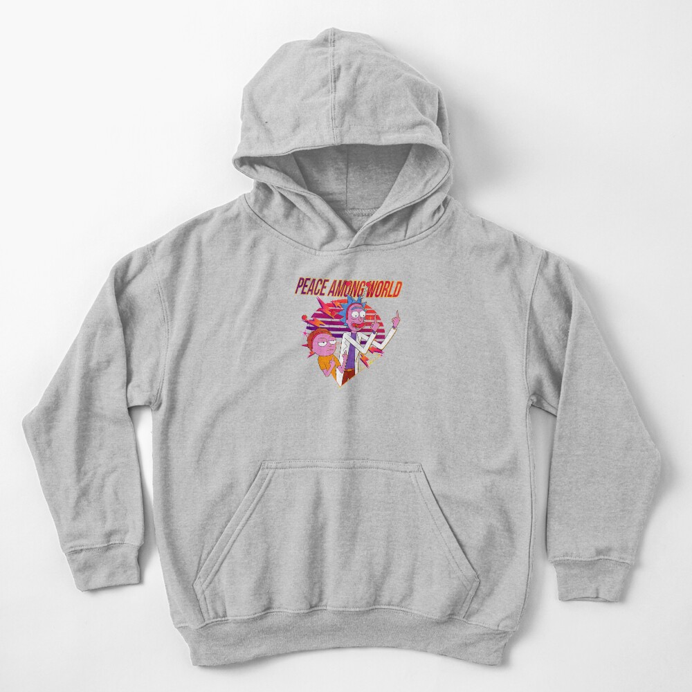 peace among world rick and morty Kids Pullover Hoodie