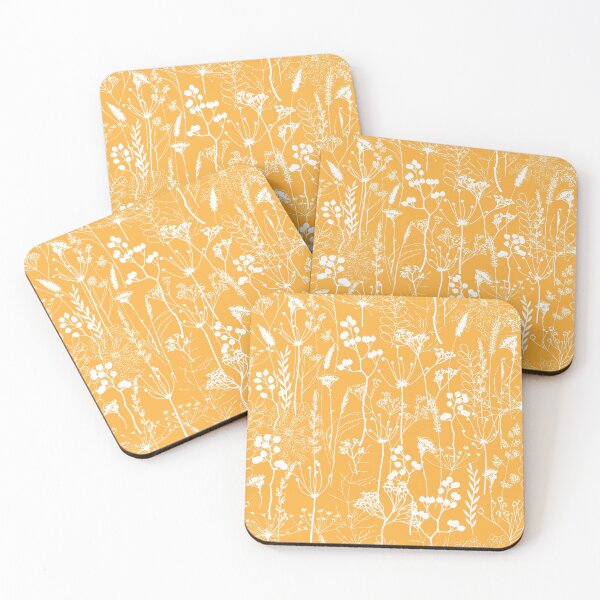 Item preview, White herbal silhouette seamless pattern on yellow. Wild herbs. Wild life designed and sold by Yulia Chepurova.