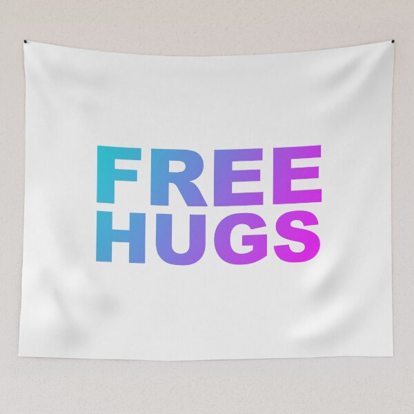 Item preview, Free Hugs Typography - Minimal - Graphic Design Aqua Purple & Fuschia Gradient Lettering  designed and sold by ColorMeHappy123.