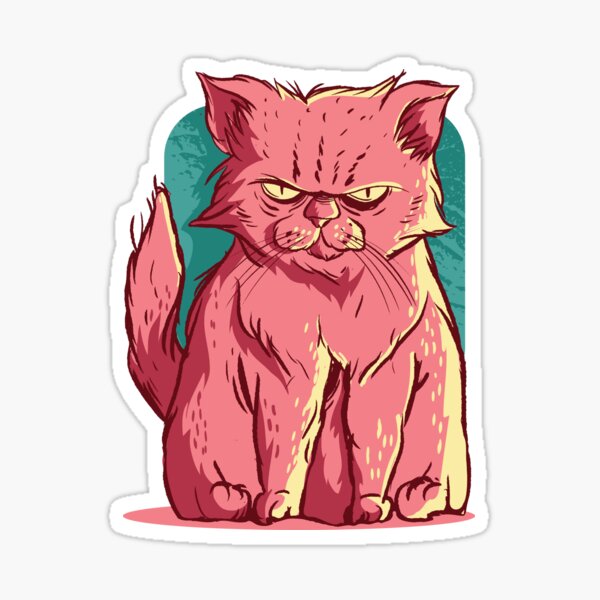 Cute angry cat hissing No. Sticker by StockPhotosArt Com - Pixels