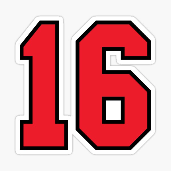 Red Number 16 Stickers | Redbubble